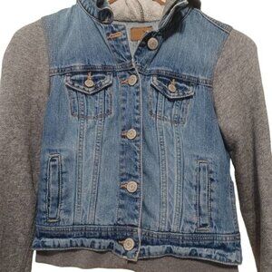 American Eagle Outfitters Hooded Denim Jacket Button Pocket Cotton Size XS